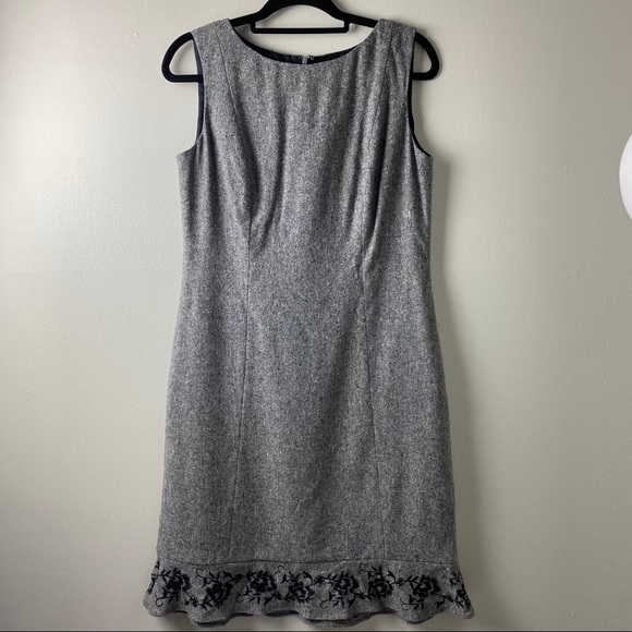 Loft Dress Wool Silk Blend Ruffle Hem - Picture 2 of 5